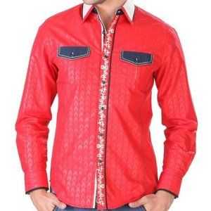 NEW Men's Cowboy Western Wear Shirt Red Size XL Long Sleeve Rodeo Embroidered